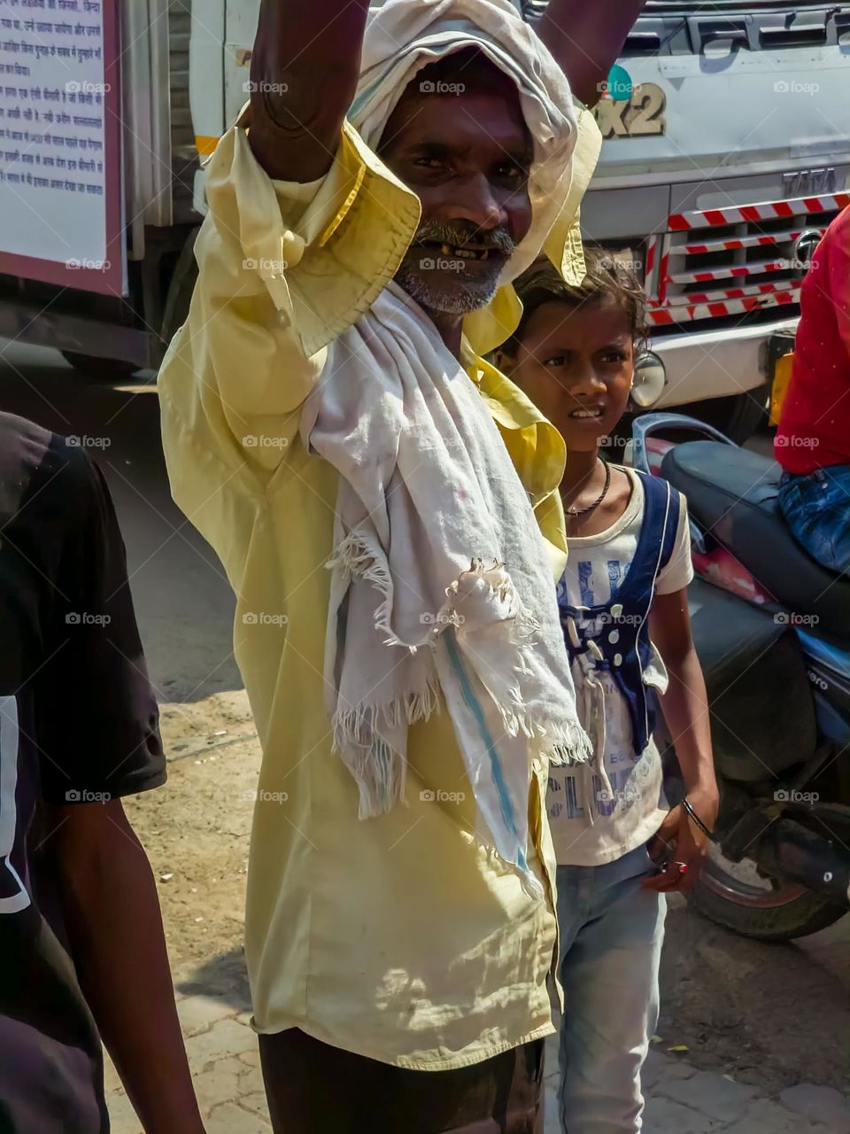 Old man enjoying Indian festival