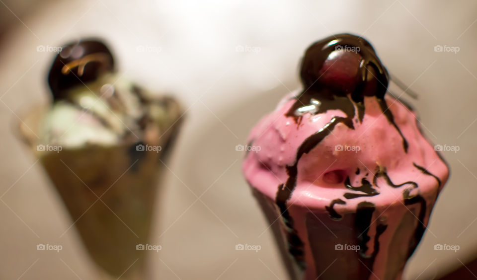 Close-up of pink cherry ice cream