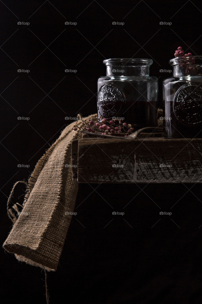 red fruit jelly in dark composition