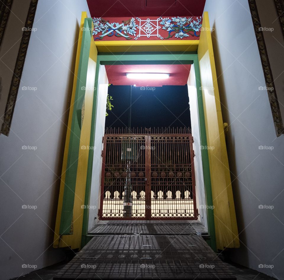 Beautiful gate at Wat Pho also spelled Wat Po, is a Buddhist temple complex in Bangkok Thailand