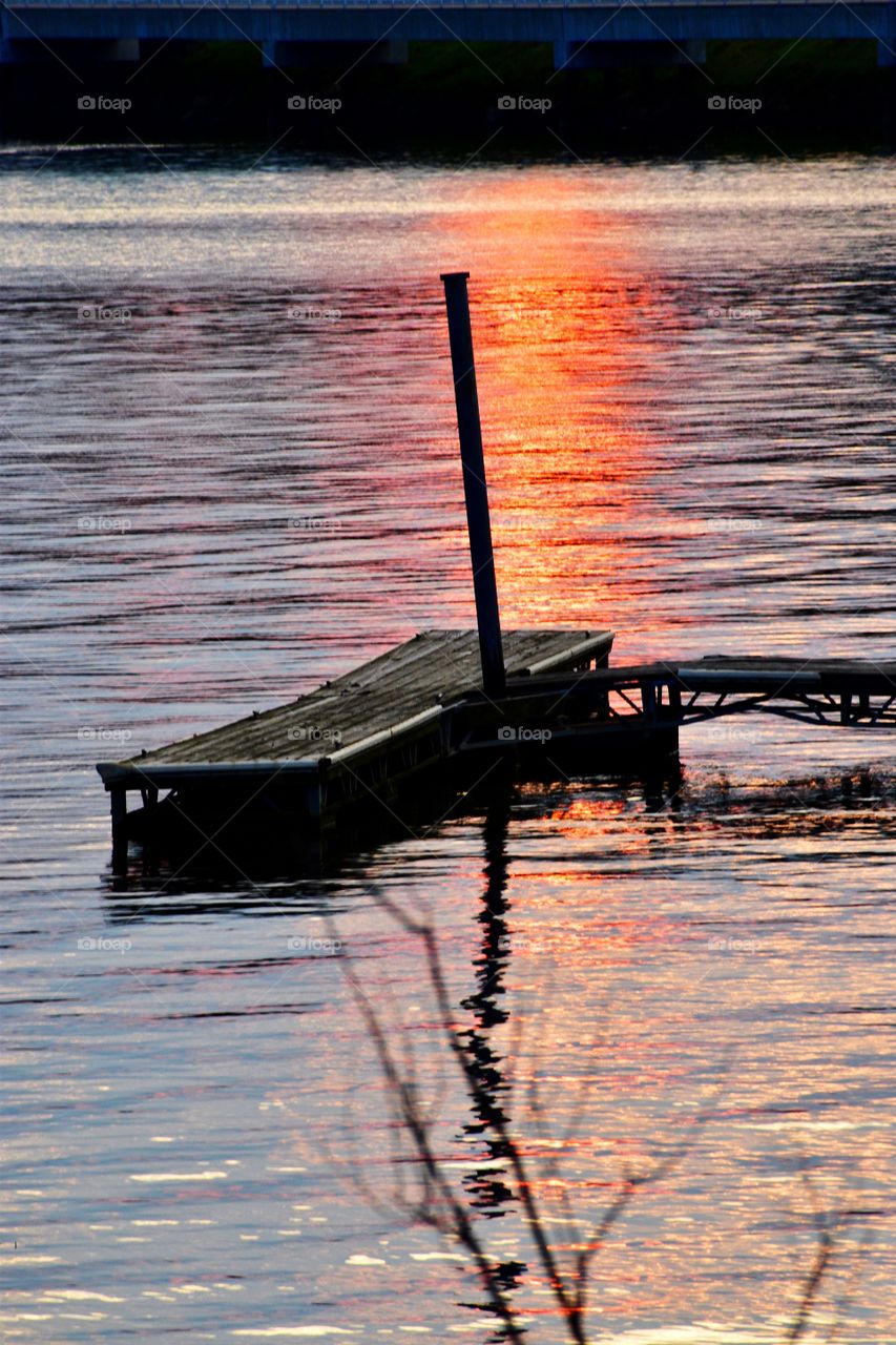 Dock and a lake sunset 