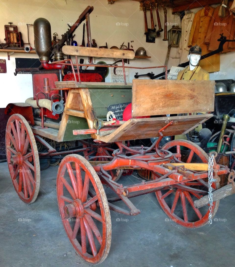 Old time fire fighter wagon