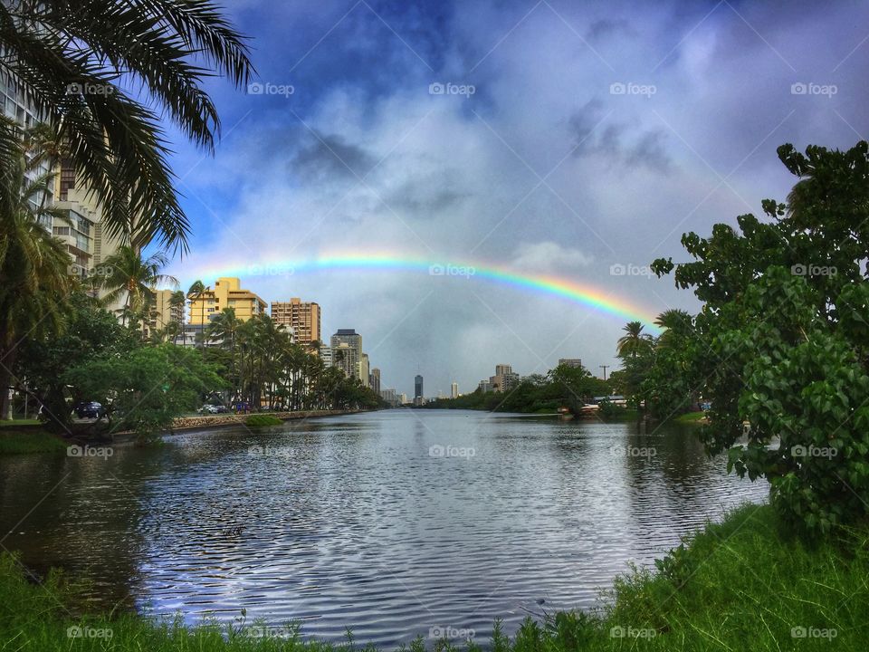 Rainbow over the Ala Wai Canal in Honolulu