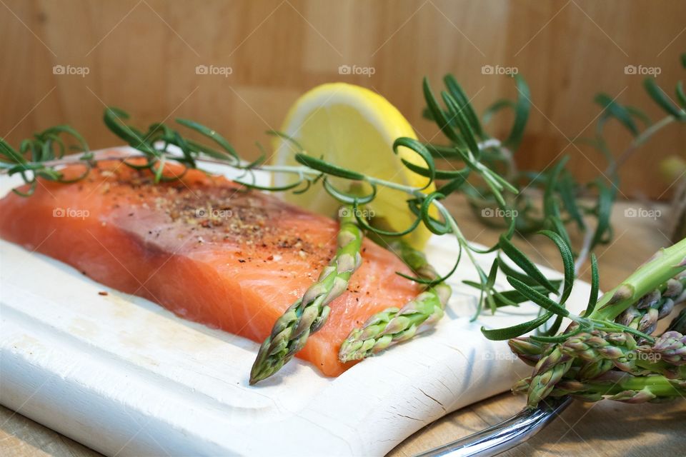 Salmon and organic vegetables