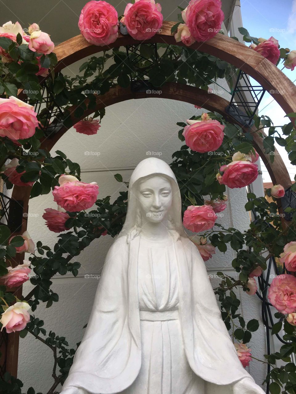 a beautiful statue of mother Mary