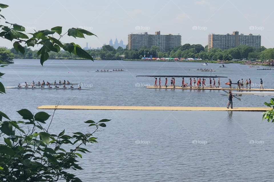 Liverpool launching at Nationals with Philly skyline in the background. 