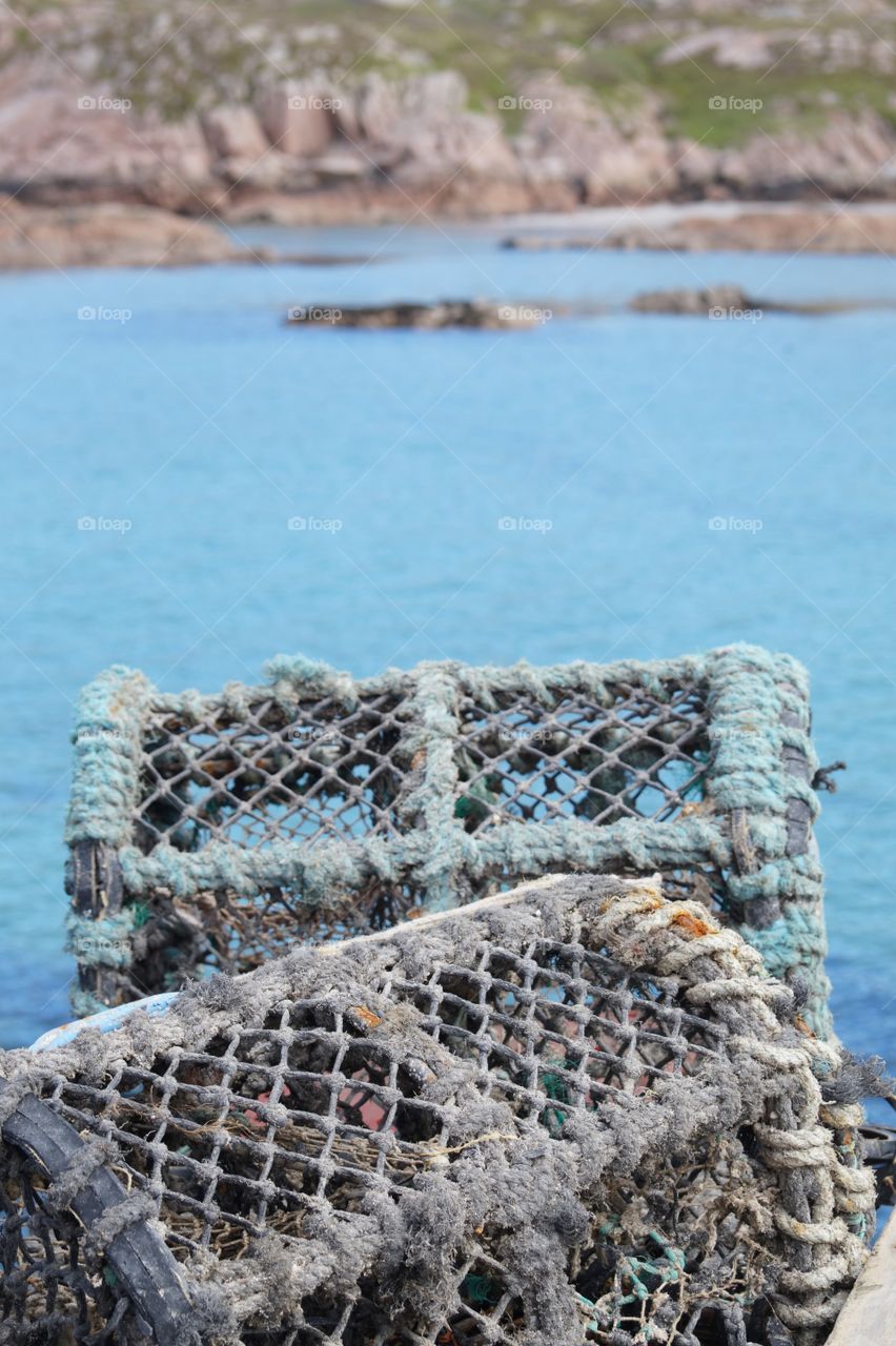 Crab nets on iona Scotland 