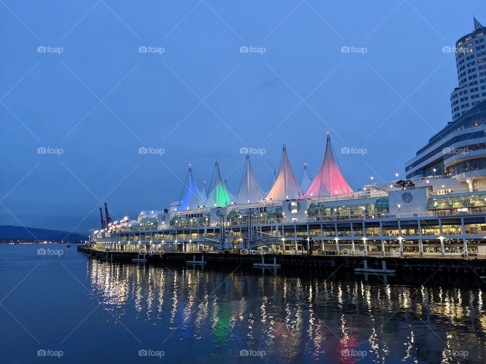 Vancouver Harbor at night