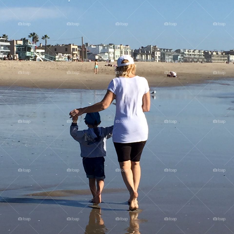 Sweet moment between mother and son