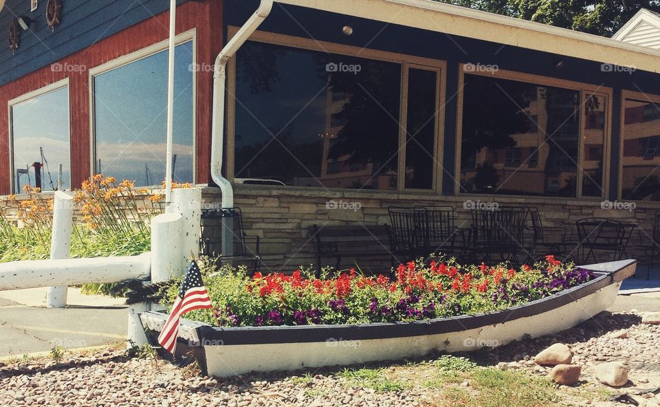 Flower Boat. Dry Docked Flower Pot