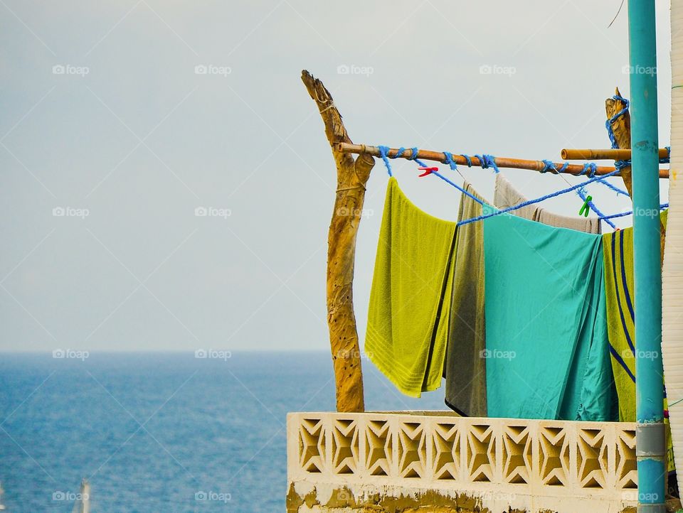 Clothes drying on washing line