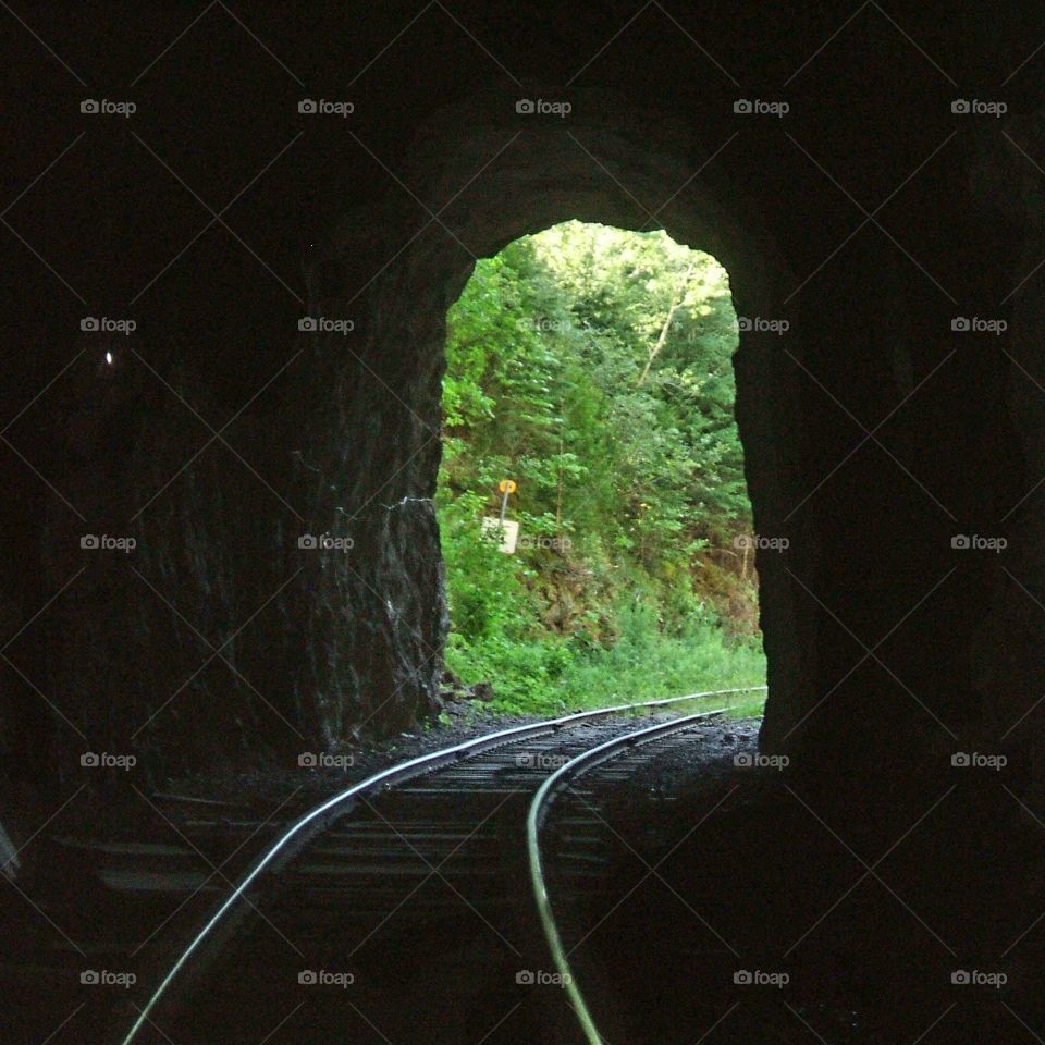 light at the end of a train tunnel