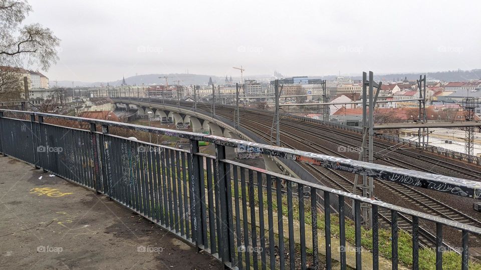 A view of the railroad tracks near the station.