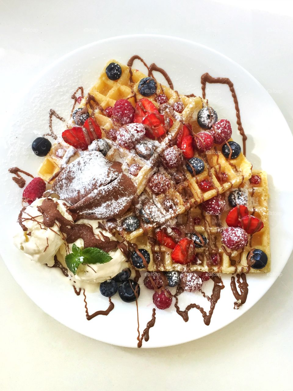 Belgium waffles. Food photography