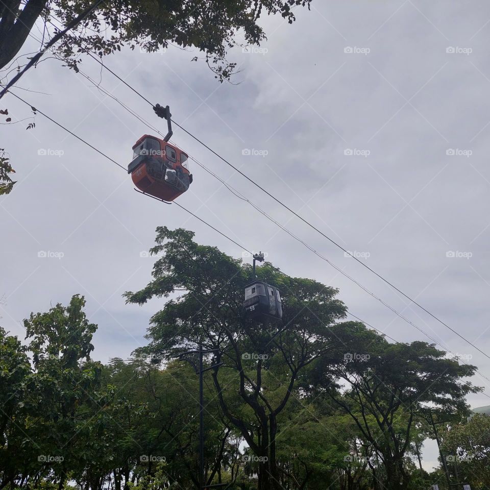 cable car line leading to the departure station, in the beautiful Indonesian mini park area