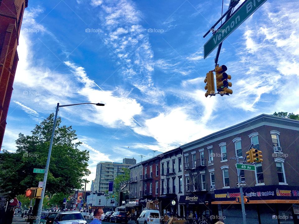 Drama in the cloudy skies over Long Island City, Queens, New York near dusk photographed in the Spring of 2019. Hypnotic Productions