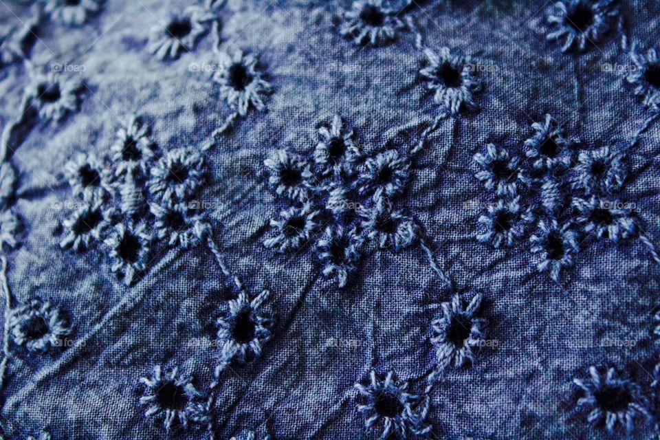 Creative Textures - blue denim eyelet fabric