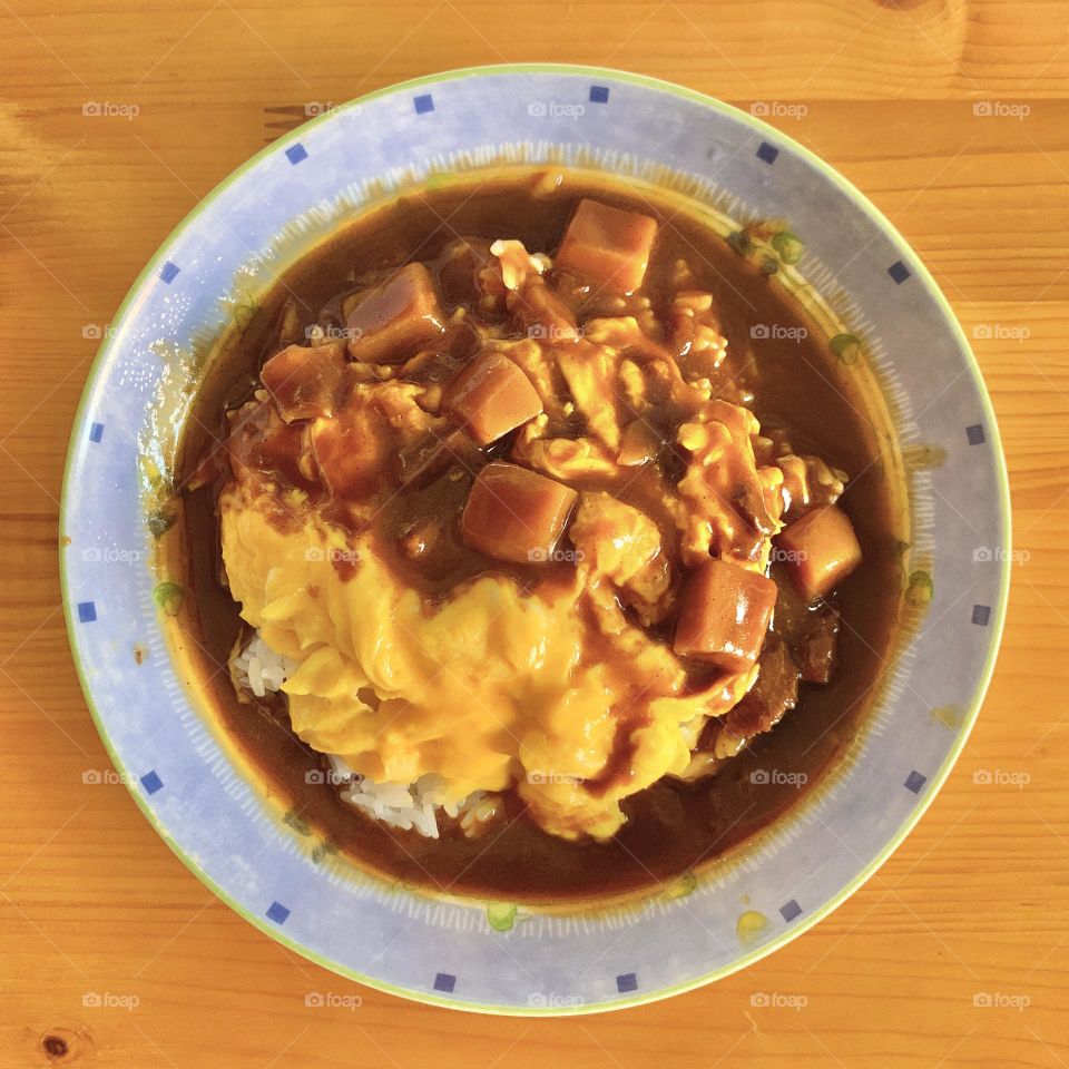 Japanese curry rice with egg