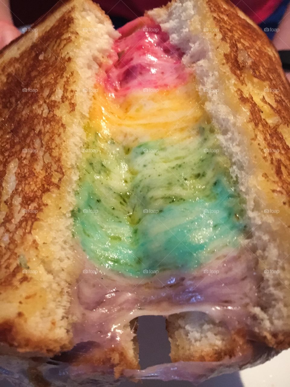 Colorful rainbow cheese toast