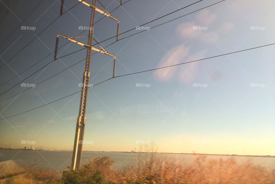 River view from a train window 