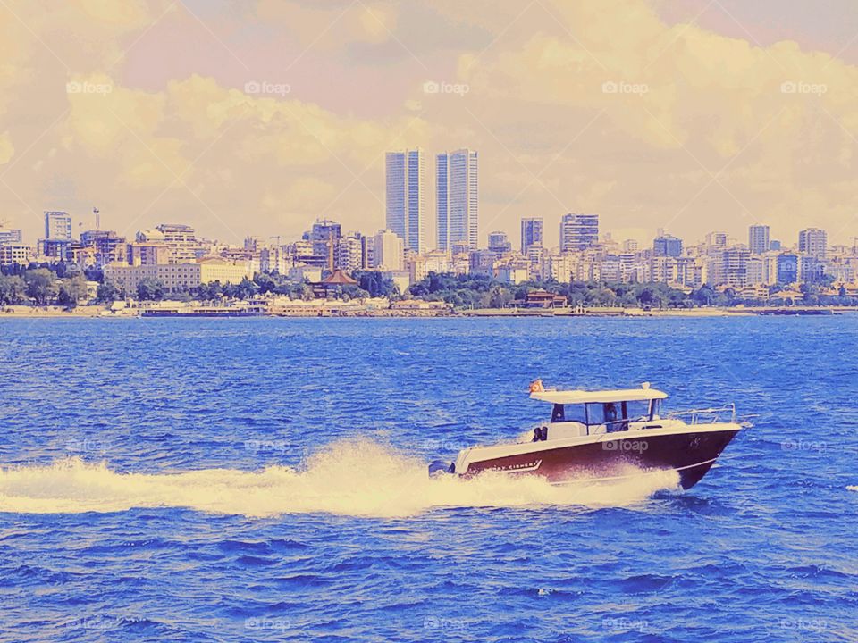 a boat in the waters of Istanbul Turkey
