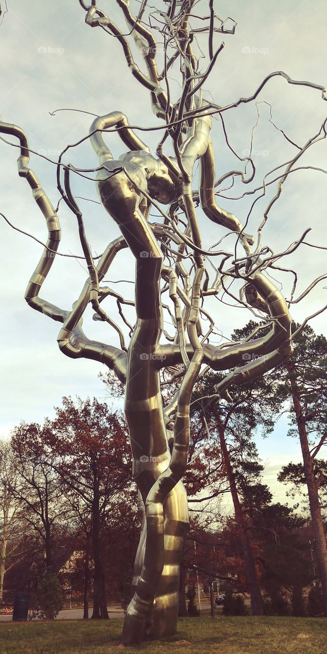 metal tree at Nelson-Atkins Museum of Art