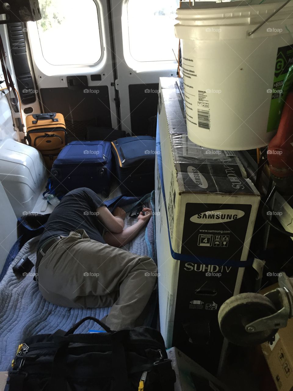 Sleeping in the work truck