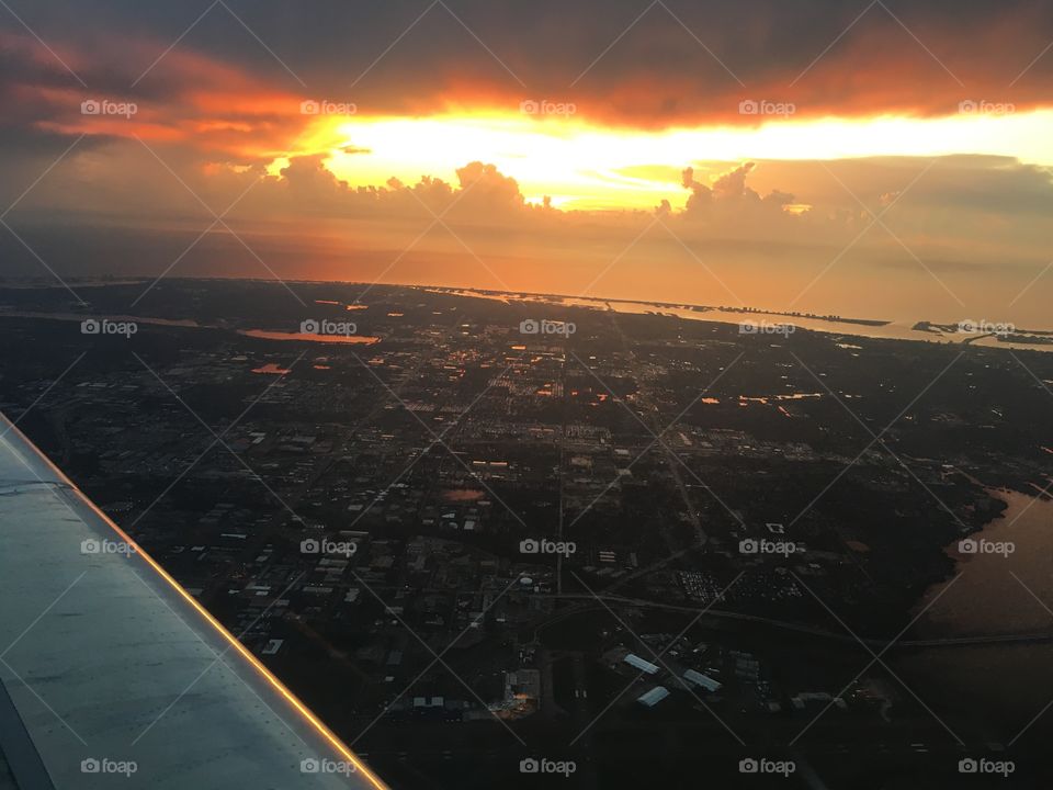 Tampa suburbs from airplane