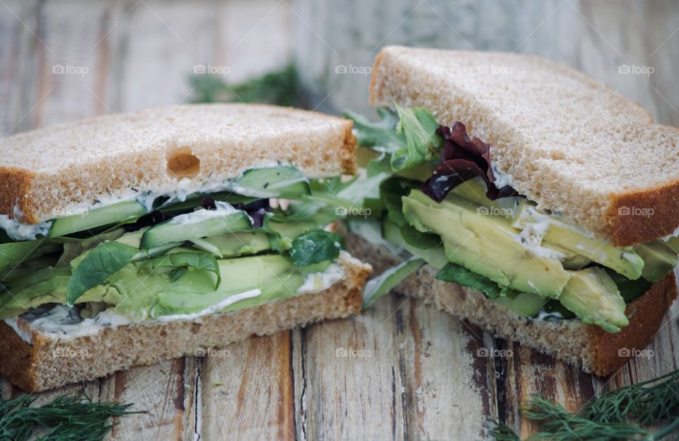 Avocado and cucumber sandwich 