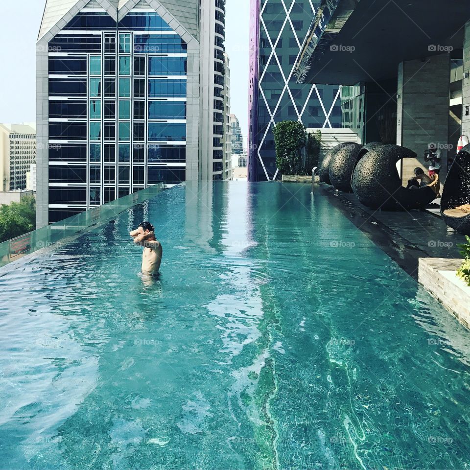 Infinity pool on top of skyscraper 