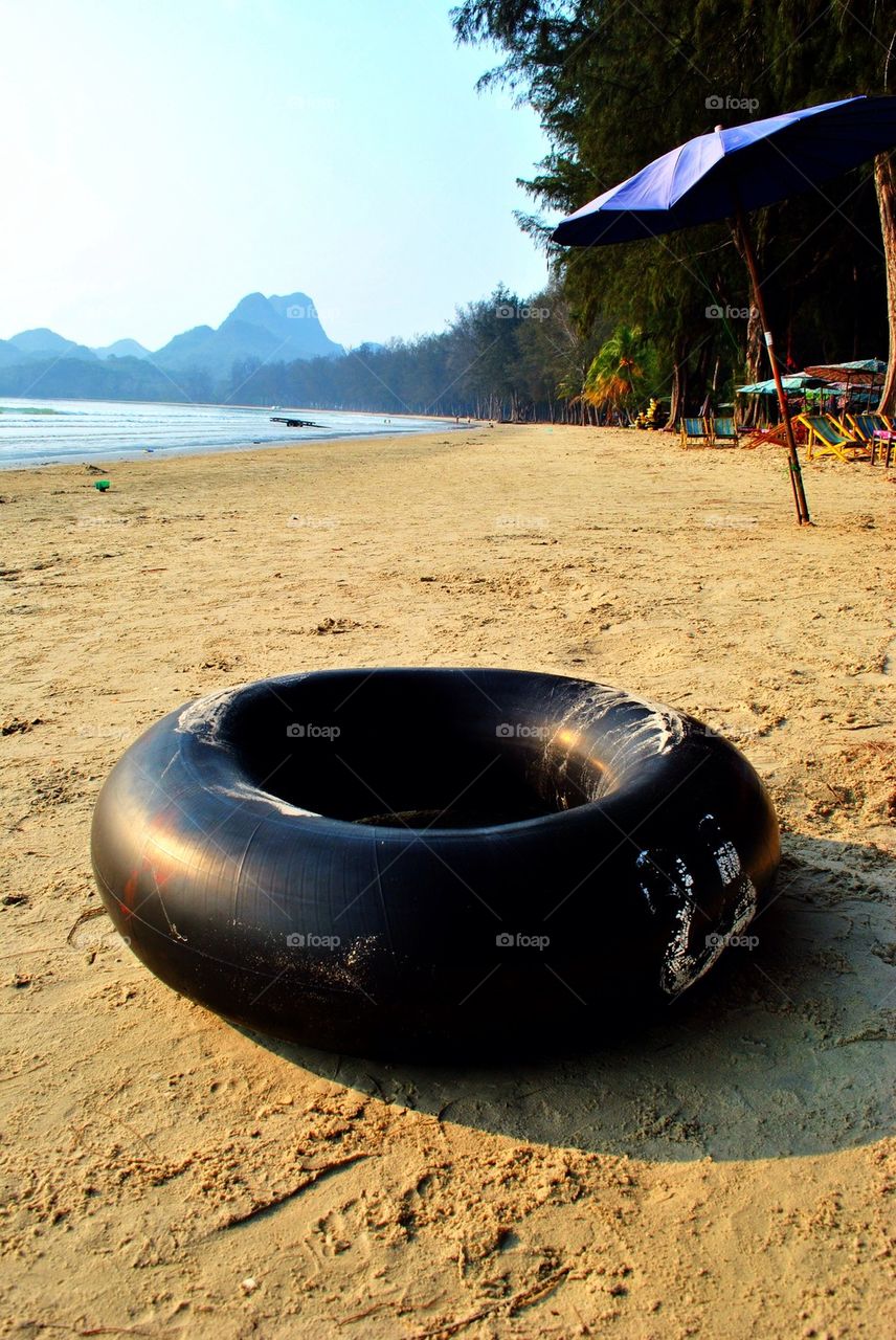 Safety ring on the beach