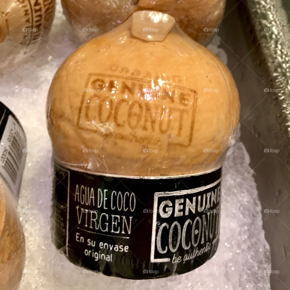 Coconut water in a coconut