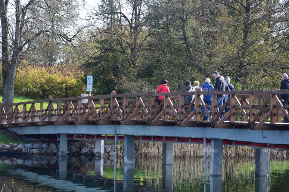 bridge and tourists