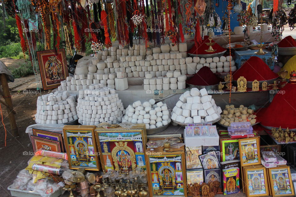 A local store in India selling puja items