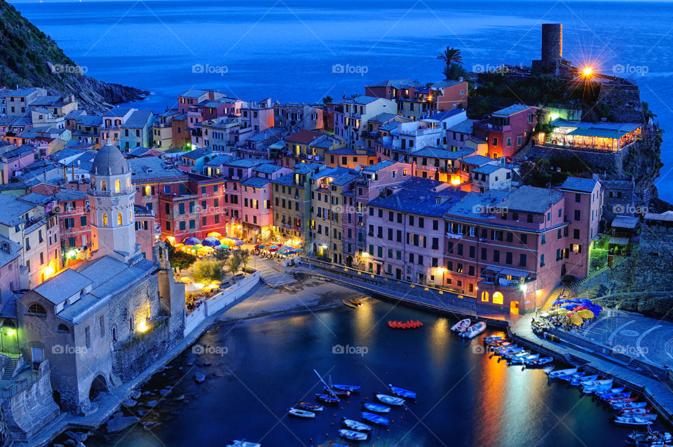 Night scenary of Vernazza, Liguria Italy