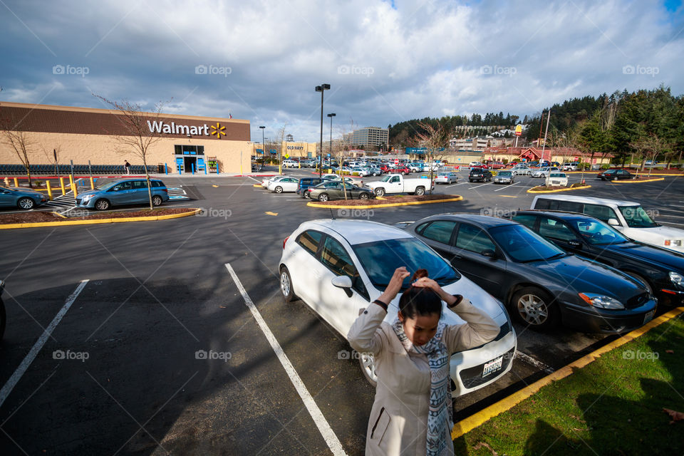 Girl in parking lot 