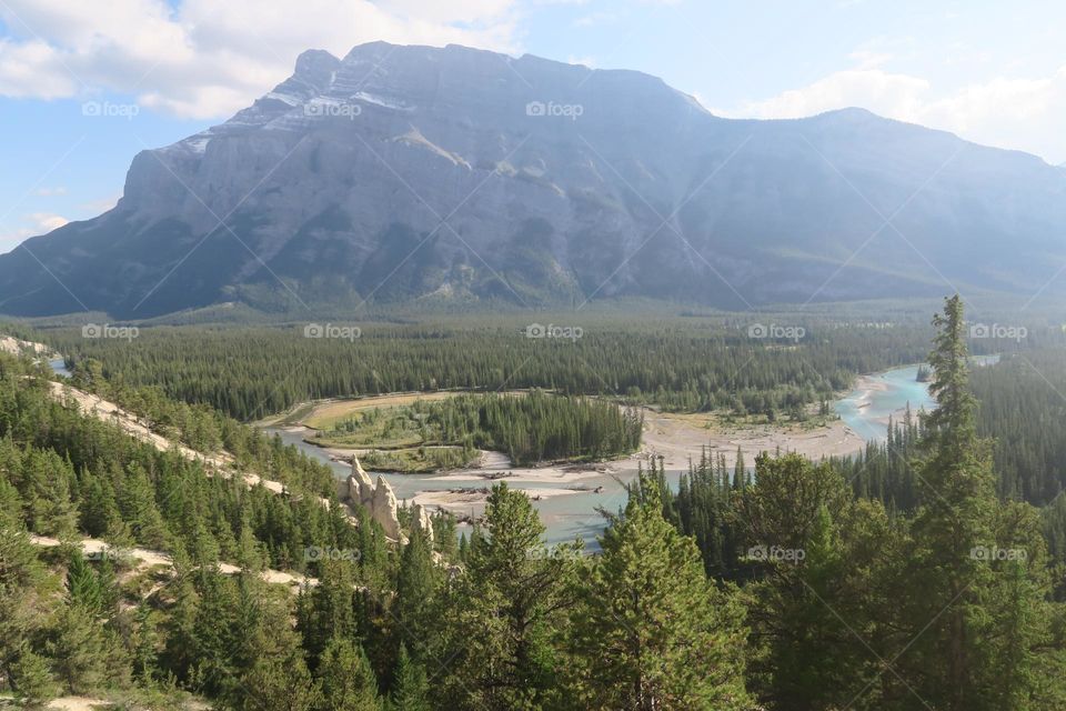 Rock pillars in landscape 