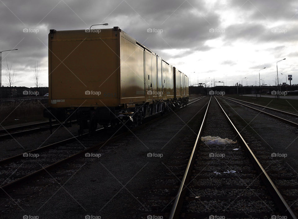 Cargo train on railway