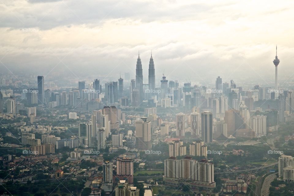 Kuala Lumpur, Malaysia, on a hazy morning