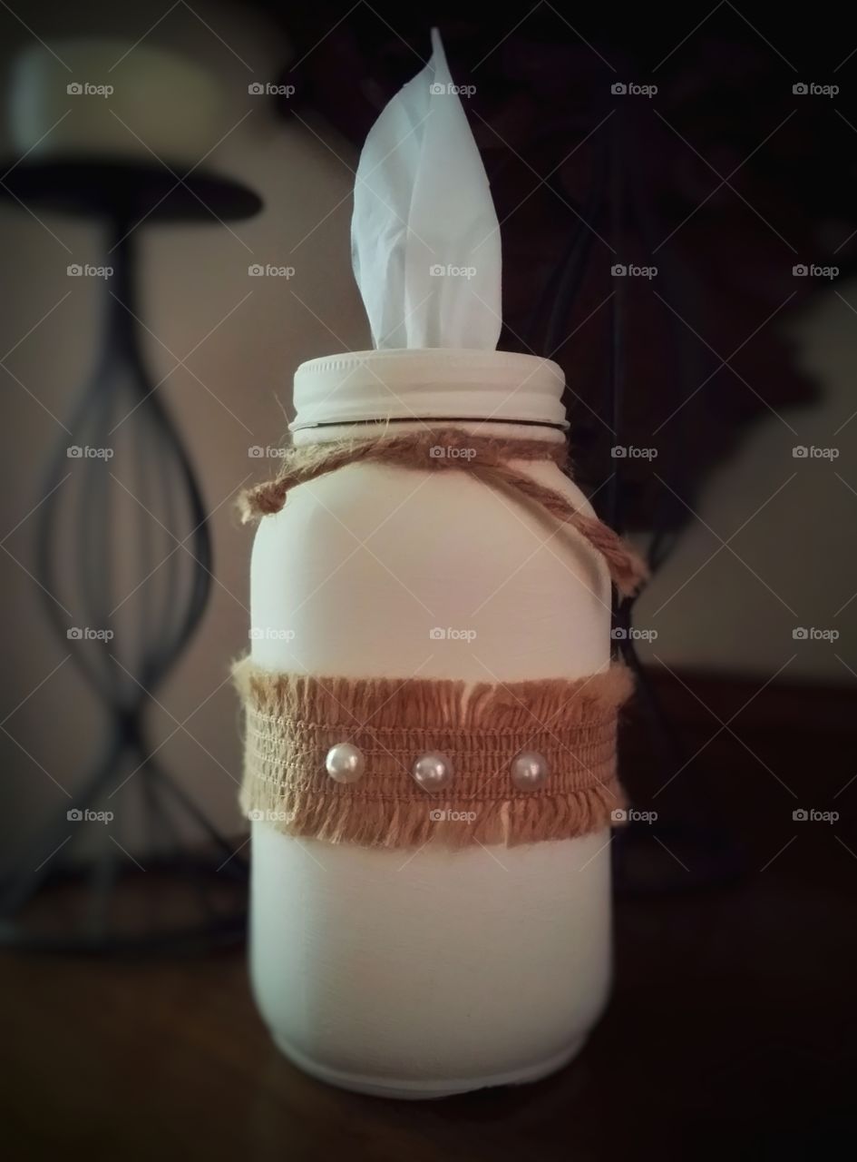 A tissue holder made out of a mason jar