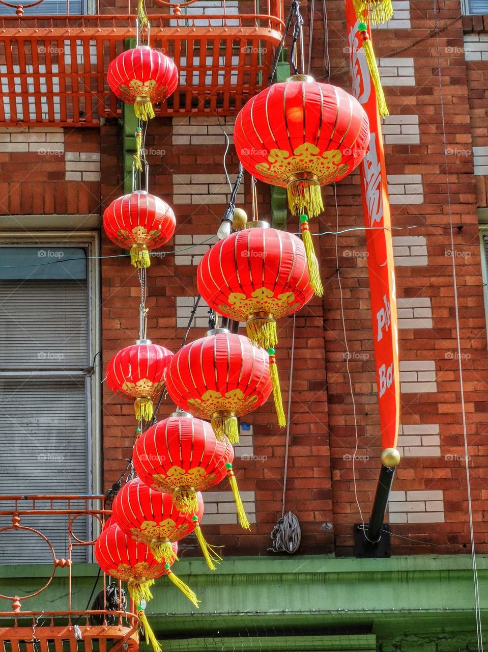 Beautiful Chinese Red Paper Lanterns. Chinese New Year Decorations
