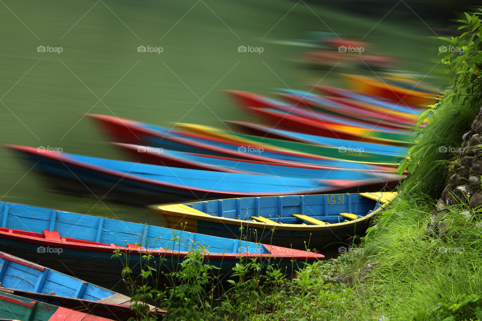 boats  in fewa lake