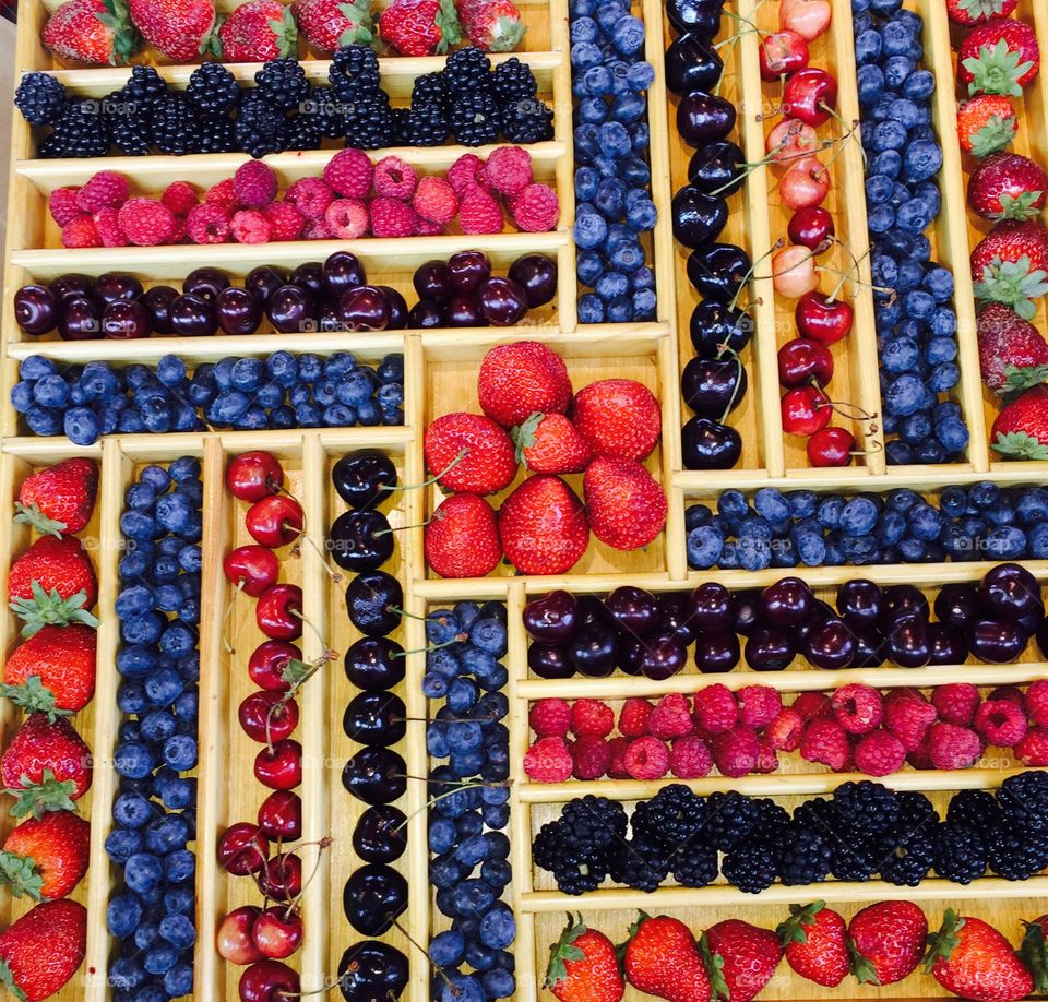 Berries. Berry display at farmers market