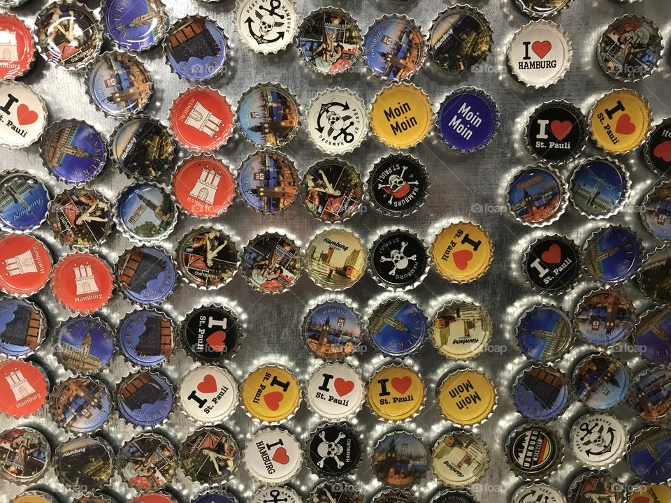 bottle caps Souvenirs of Hamburg Germany 