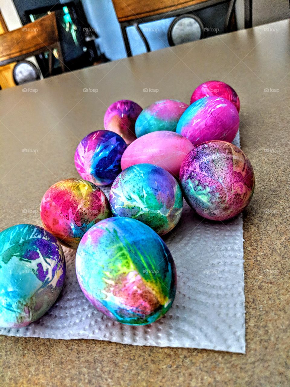 beautiful colorful vibrant tye dye Easter eggs