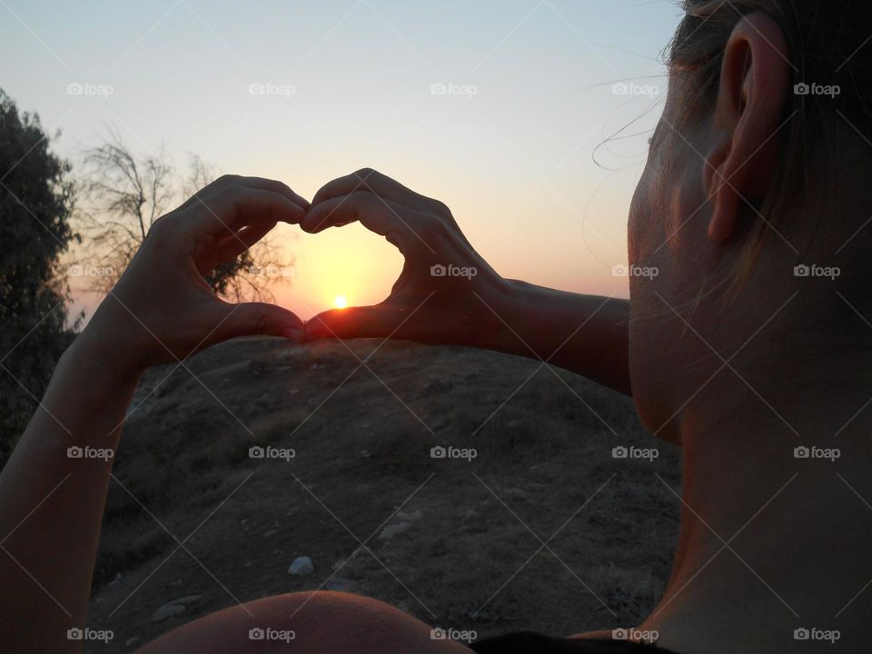 love sunset lifestyle, female hands heart ❤️, love earth