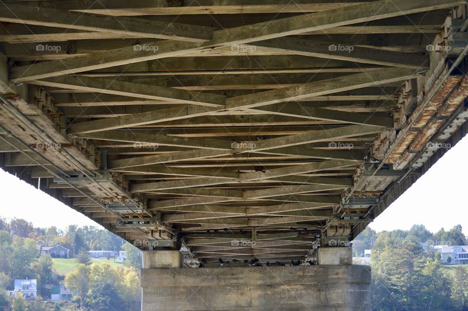 Under a covered bridge