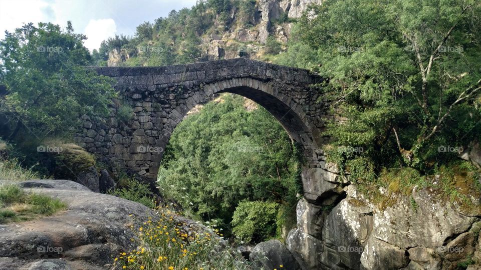 Devil's bridge in a steep gorge