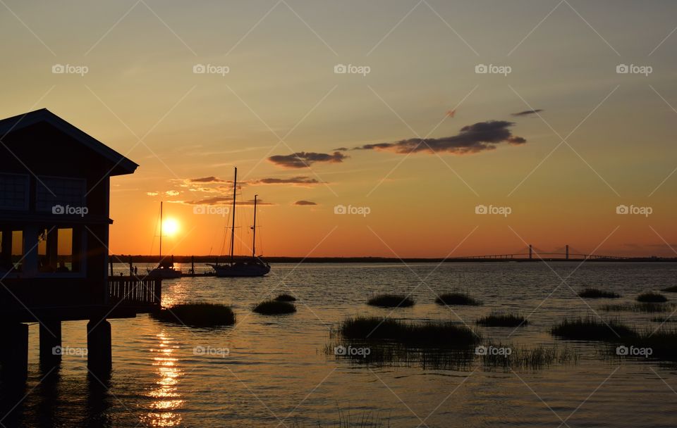 Boats at sunset