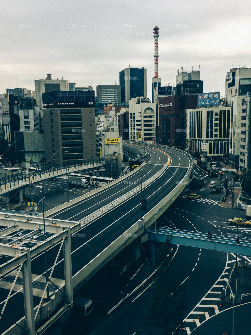 Ginza street. Wiew over a highway in Tokyo